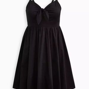 Torrid Black Tie-Front Poplin Mini Dress — Size 2 — Excellent Condition